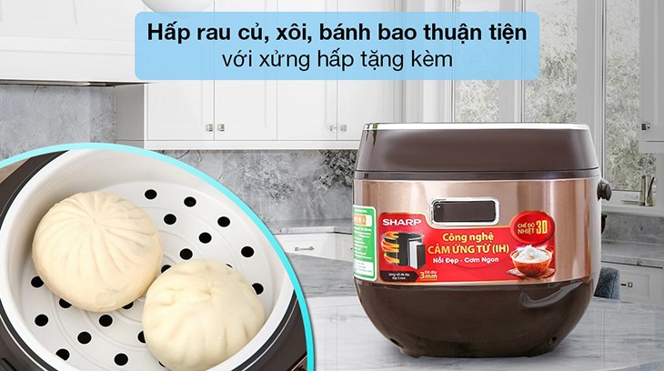 Sản phẩm có đi kèm theo xửng hấp tiện lợi, có thể dùng để hấp bánh bao, hấp rau củ,...