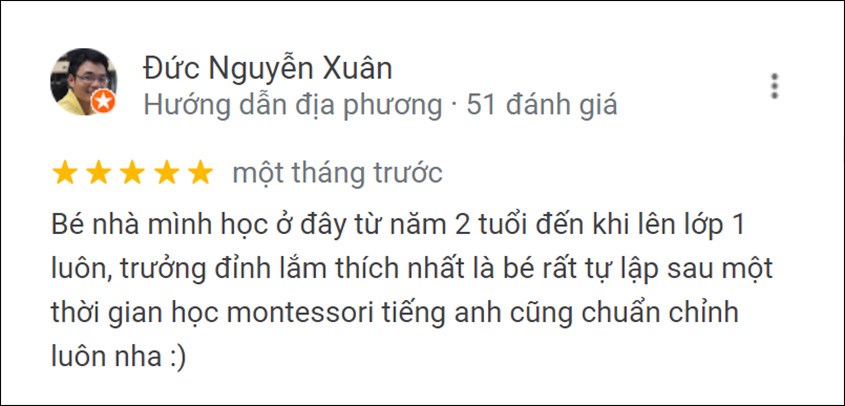 đánh giá của ba mẹ về trường mầm non sakura montessori