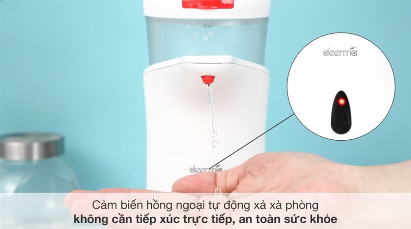 Cảm biến hồng ngoại tự động xả xà phòng giúp bạn không cần tiếp xúc trực tiếp với với xịt, đảm bảo an toàn sức khỏe hơn