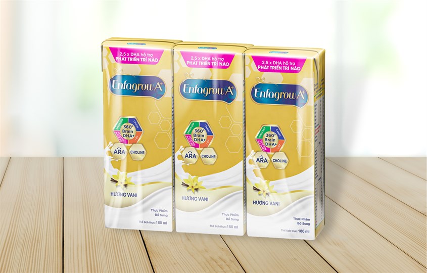 Lốc 3 hộp sữa pha sẵn Enfagrow A+ 360° Brain DHA+ hương vani 180 ml Lốc 3 hộp sữa pha sẵn Enfagrow A+ 360° Brain DHA+ hương vani 180 ml