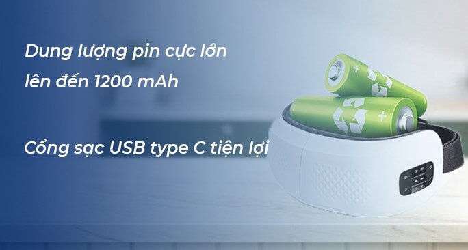 Máy massage mắt Daikiosan sở hữu dung lượng pin cực khủng