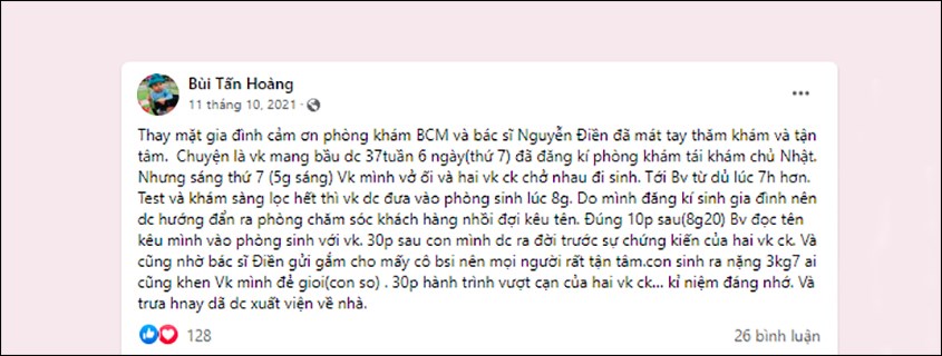 Nhận xét của các mẹ về phòng khám BCM