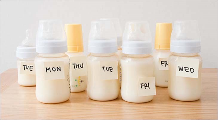 Bình trữ sữa có thiết kế dạng trụ nên khó chất chồng lên nhau trong tủ lạnh