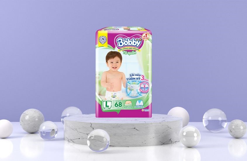 Tã quần Bobby size L 68 miếng (9 - 13 kg) 