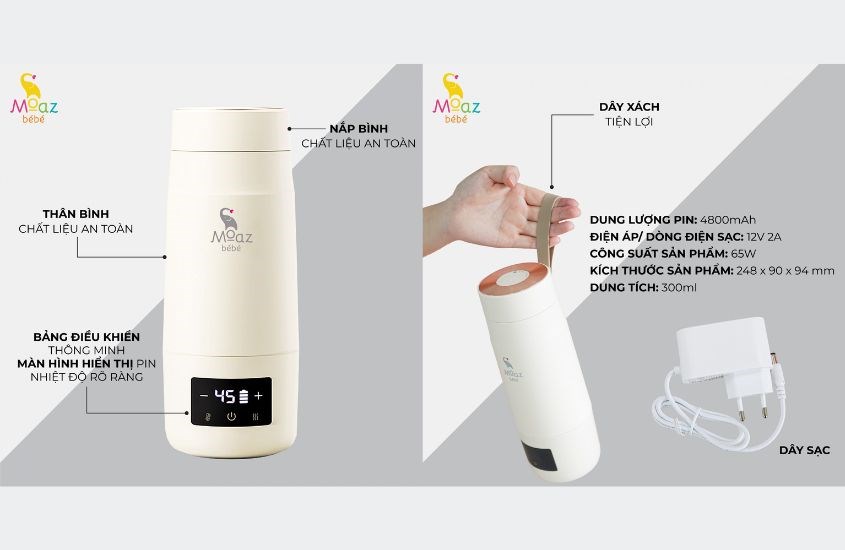 Bình đun nước pha sữa di động MB - 058
