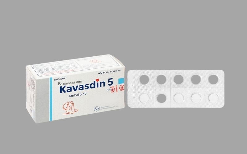 Kavasdin 5 trị tăng huyết &aacute;p, đau thắt ngực (10 vỉ x 10 vi&ecirc;n) 