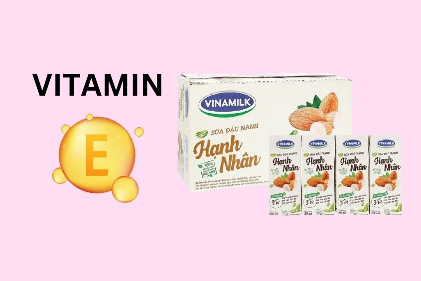 Mẹ có thể bổ sung vitamin E cho bé bằng cách dùng sữa đậu nành hạnh nhân Hạnh nhân là thực phẩm giàu vitamin E