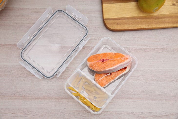 Hộp đựng thực phẩm 2 ngăn nhựa 1000 ml Delites PN3256 chia ngăn đựng giúp phân loại thực phẩm hiệu quả