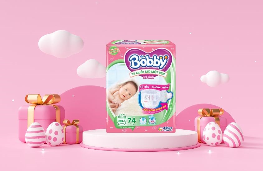 Tã quần mở một bên Bobby size NB-s 74 miếng (3 - 8 kg)