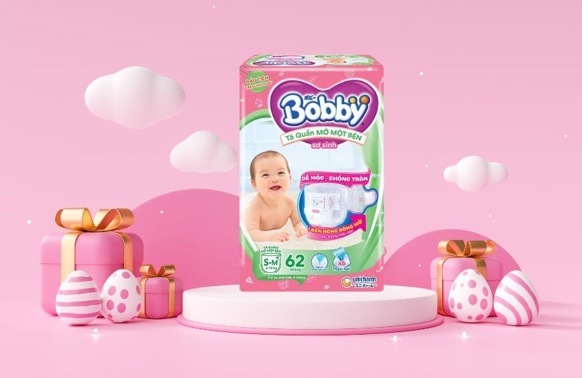 Tã quần mở một bên Bobby size NB-s 74 miếng (3 - 8 kg)