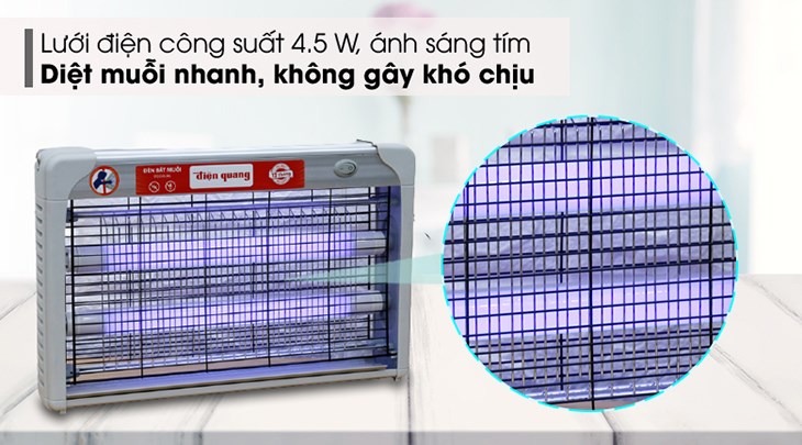 Đèn bắt muỗi Điện Quang ĐQ EML06L sử dụng ánh sáng tím và lưới điện để bắt muỗi