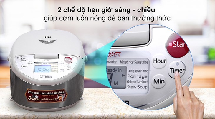 Cách hẹn giờ nấu cơm ở nồi cơm điện cao tần Tiger 1 lít JKW-A10W