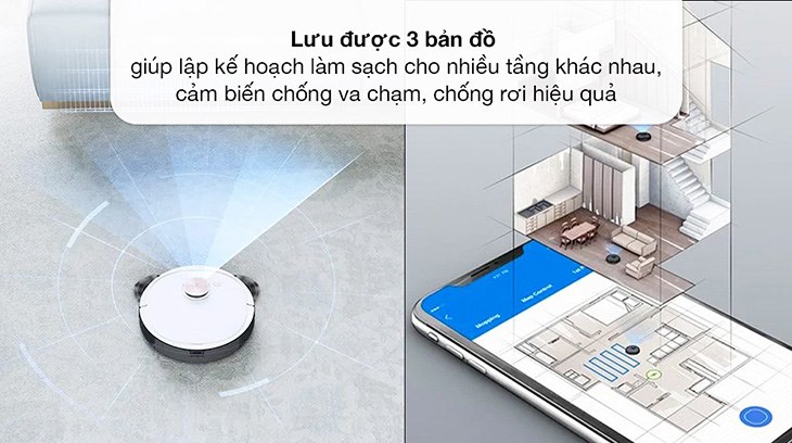 Robot hút bụi Ecovacs T8 Max Plus có thể ghi nhớ bản đồ trong nhà, giúp quá trình vệ sinh dễ ra thuận tiện hơn