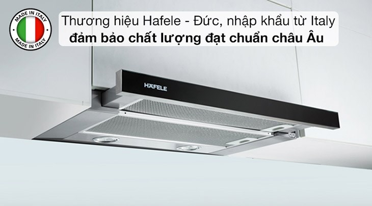 Máy hút mùi âm tủ Hafele HH-TG60E (539.81.073) mang thương hiệu Hafele cao cấp của Đức, nhập khẩu nguyên chiếc từ Italy, đảm bảo chất lượng chuẩn châu Âu