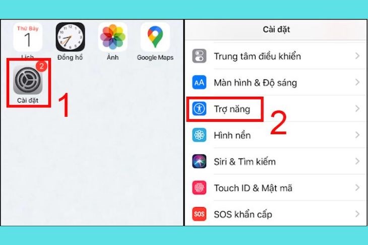 Bạn vào ứng dụng Cài đặt trên điện thoại. > Chọn mục Trợ năng