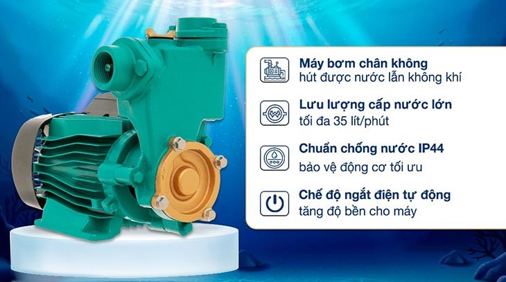 Máy bơm nước chân không Kangaroo KG380B 370W hút được nước có chiều sâu 8m, đẩy nước với chiều cao 22m nhờ công suất 370W