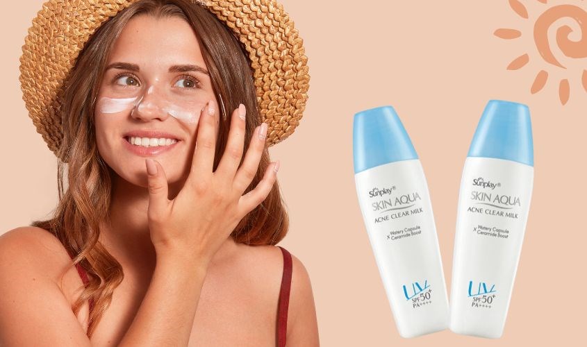 Kem chống nắng Skin Aqua Acne Clear Milk thích hợp cho da dầu mụn