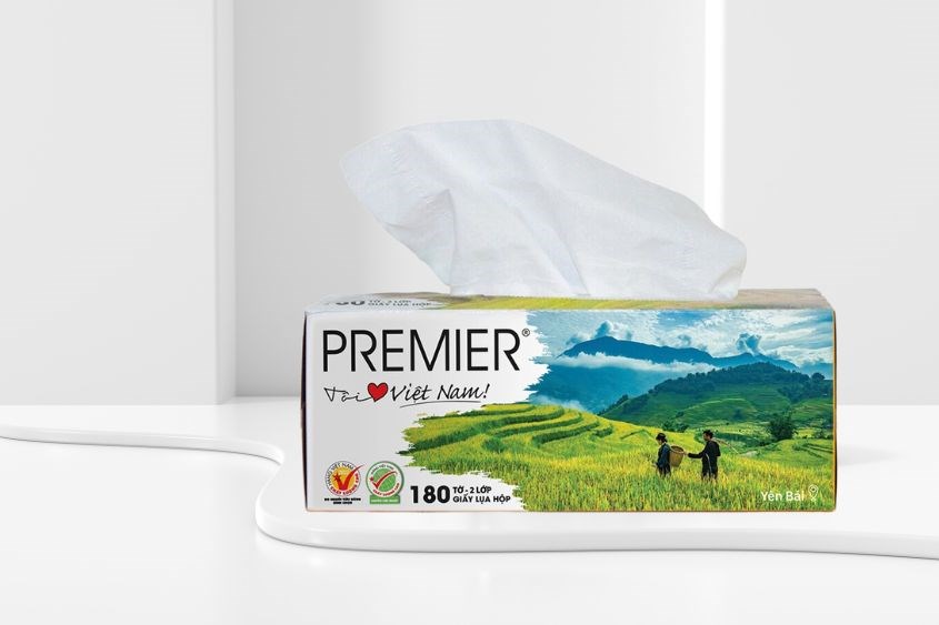 Gói 280 tờ khăn giấy lụa PREMIER Vinatissue không mùi 2 lớp là sản phẩm đến từ tập đoàn NTPM Malaysia