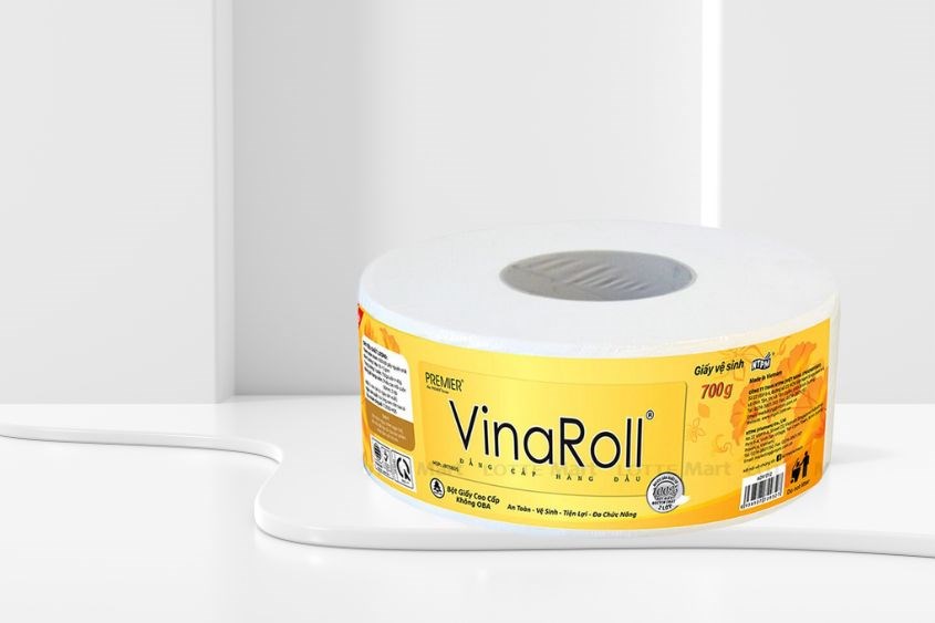 Giấy vệ sinh cuộn lớn Premier Vinaroll cuộn lớn sử dụng 100% bột giấy nguyên chất