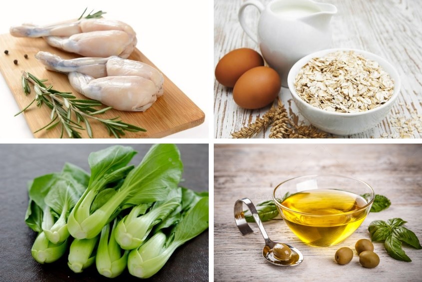 Làm cháo ếch yến mạch cho bé với cải thìa