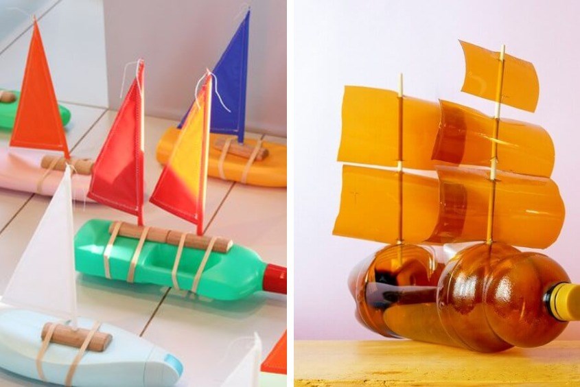 Làm đồ chơi bằng chai nhựa thành thuyền buồm