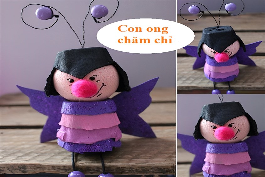 Làm đồ chơi từ khay đựng trứng thành con ong