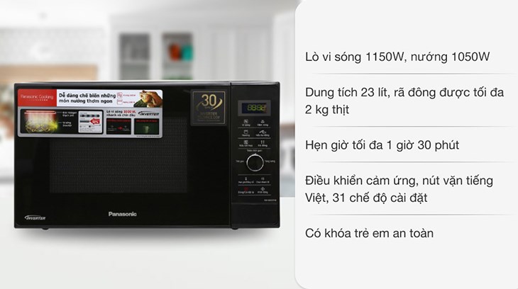 Lò vi sóng có nướng inverter Panasonic NN-GD37HBYUE 23 lít có thiết kế nhỏ gọn