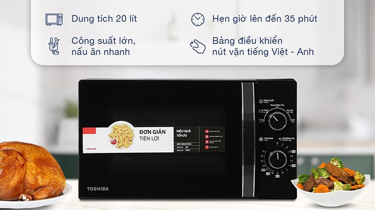 Lò vi sóng Toshiba MWP-MM20P(BK) 20 lít có công suất 700W hoạt động ổn định