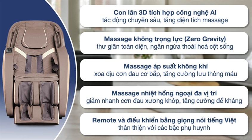 Ghế massage Daikiosan DKGM-20005X với nhiều lợi ích hấp dẫn Ghế massage Daikiosan DKGM-20005X với tính năng điều khiển bằng giọng nói, dễ dàng sử dụng với người cao tuổi