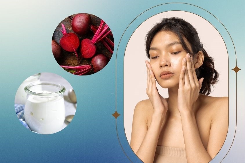 Mặt nạ củ dền với sữa chua không đường giúp dưỡng da sáng mịn