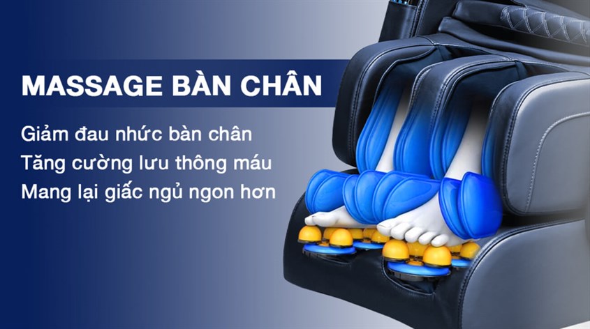 Ghế massage toàn thân Daikiosan DKGM-00005 được trang bị 4 con lăn massage tại bàn chân Ghế massage toàn thân Daikiosan DKGM-00005 được trang bị 4 con lăn massage tại bàn chân