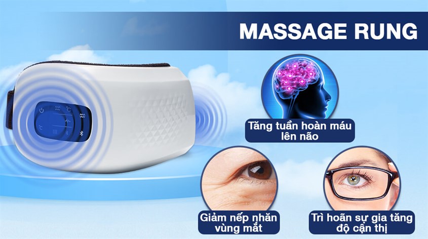 Tính năng massage rung hỗ trợ thúc đẩy tuần hoàn máu máu não, trì hoãn gia tăng độ cận