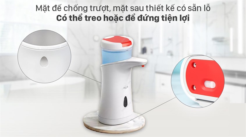 Máy rửa tay tự động thông minh DEERMA XS100 sở hữu thiết kế thon gọn và mặt đế chống trượt, phù hợp với nhiều không gian khác nhau