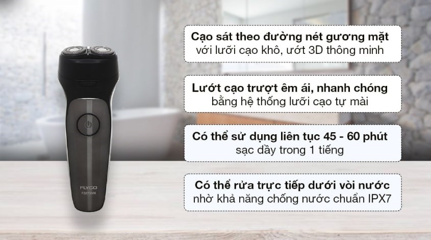 Máy cạo râu khô và ướt Flyco FS879VN Máy cạo râu khô và ướt Flyco FS879VN