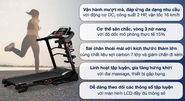 Máy chạy bộ Poongsan TMP 900 sở hữu đa dạng chương trình tập, hỗ trợ chăm sóc sức khỏe toàn diện cho cả gia đình