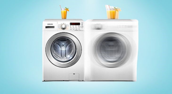 Vị trí đặt máy giặt nên tiếp xúc hoàn toàn với mặt sàn Vị trí đặt máy giặt nên tiếp xúc hoàn toàn với mặt sàn