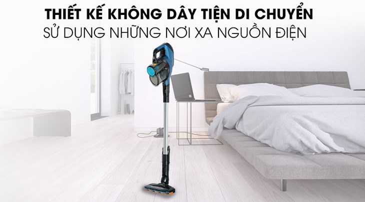 Máy hút bụi không dây Philips FC6728 thiết kế không dây giúp dễ dàng di chuyển