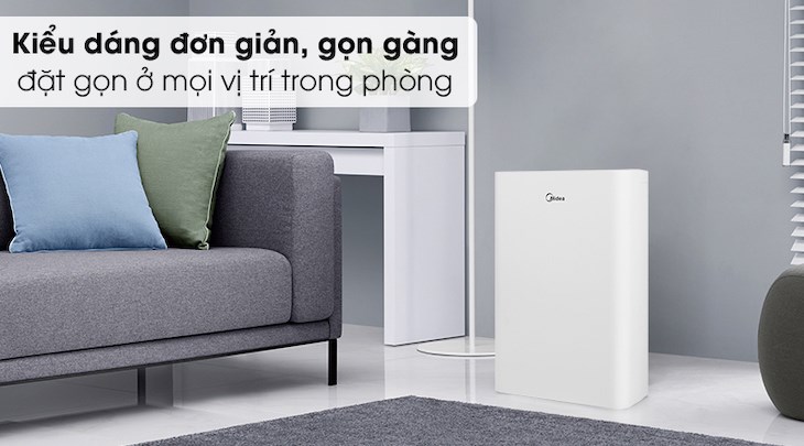 Máy lọc không khí Midea KJ20FE-BD 50W với thiết kế hiện đại, gọn gàng phù hợp mọi không gian sống