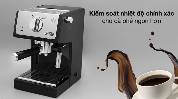 Máy pha cà phê Delonghi ECP33.21.BK có kiểu dáng hiện đại, sang trọng, phù hợp cho gia đình, công ty,...