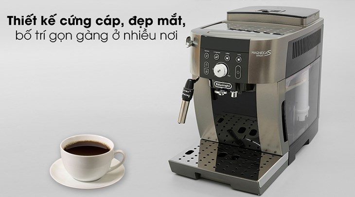 Máy pha cà phê Delonghi ECAM250.33.TB có thiết kế cứng cáp, màu Titanium đẹp mắt