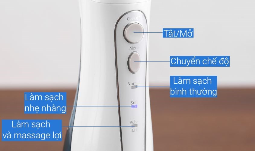 Điều chỉnh chế độ phù hợp bằng các nút trên thân máy