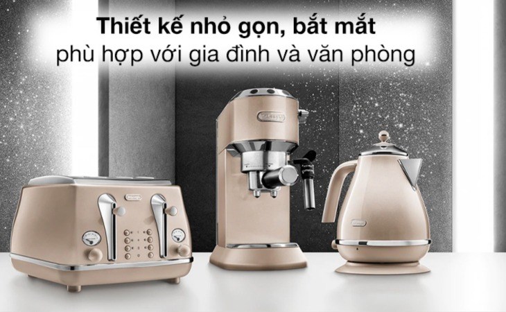 Máy pha cà phê Delonghi EC785.BG có kích thước 14.9 x 33 x 30.3cm, phù hợp với gia đình và văn phòng 