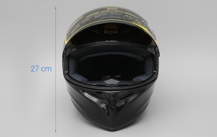 Mũ fullface Size XL Royal M138B đen có thiết kế liền khối với phần chắn cằm chắc chắn, bảo vệ người dùng toàn diện hơn