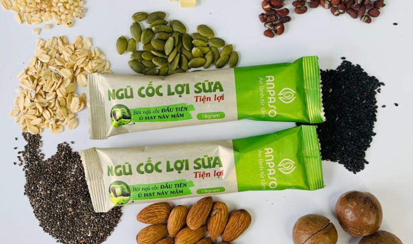 Ngũ cốc lợi sữa Anpaso có thành phần các hạt cao cấp chiếm tỷ lệ cao