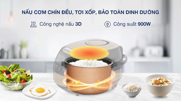 Nồi cơm điện tử Crystal 1.8 lít JS-E50C được trang bị công nghệ nấu 3D, mang đến những hạt cơm mềm và tơi xốp cho bữa ăn gia đình