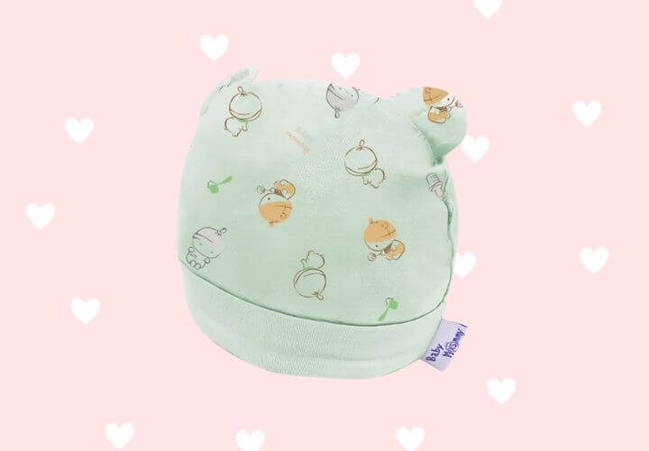 Nón tai thú in họa tiết BabyMommy màu xanh họa tiết dễ thương