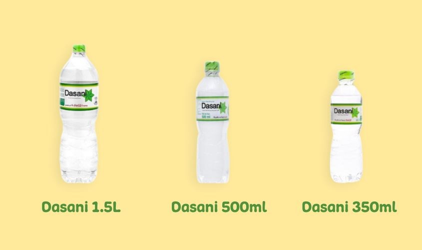 Dasani có 3 loại dung tích lần lượt là 350ml, 500ml và 1.5L