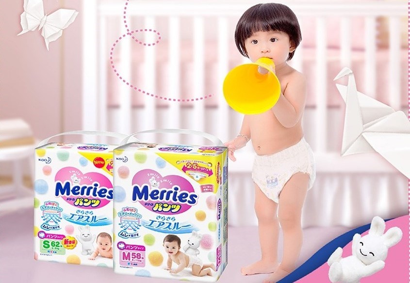 Bỉm Merries chất lượng và an toàn cho da bé