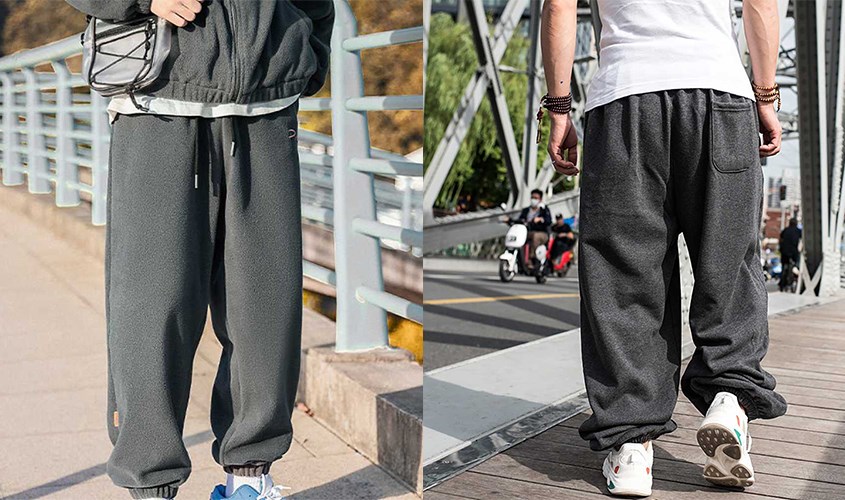 Quần jogger nỉ giúp người mặc được tôn dáng hơn, chân trông dài hơn.