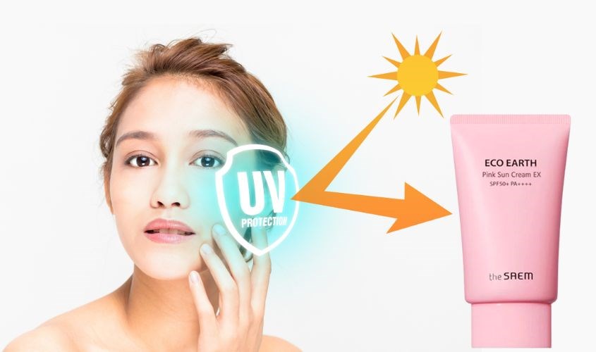 Kem chống nắng màu hồng The Saem Eco Earth Power Pink Sun Cream